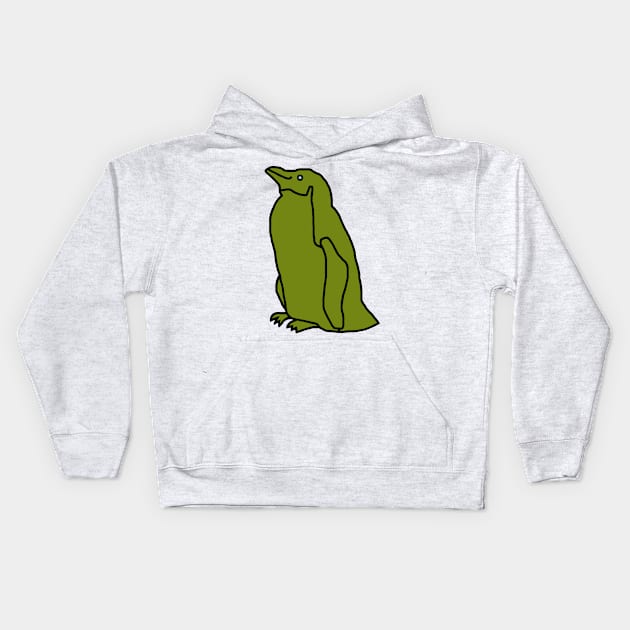 Green Penguin Kids Hoodie by ellenhenryart